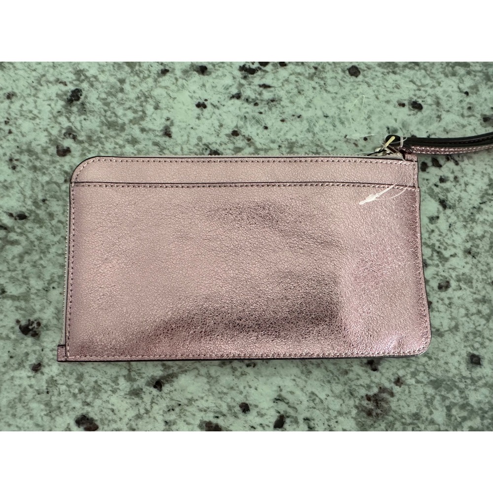 Kate Spade Lucy metallic pink Medium L-Zip bag Wristlet - Picture 3 of 5